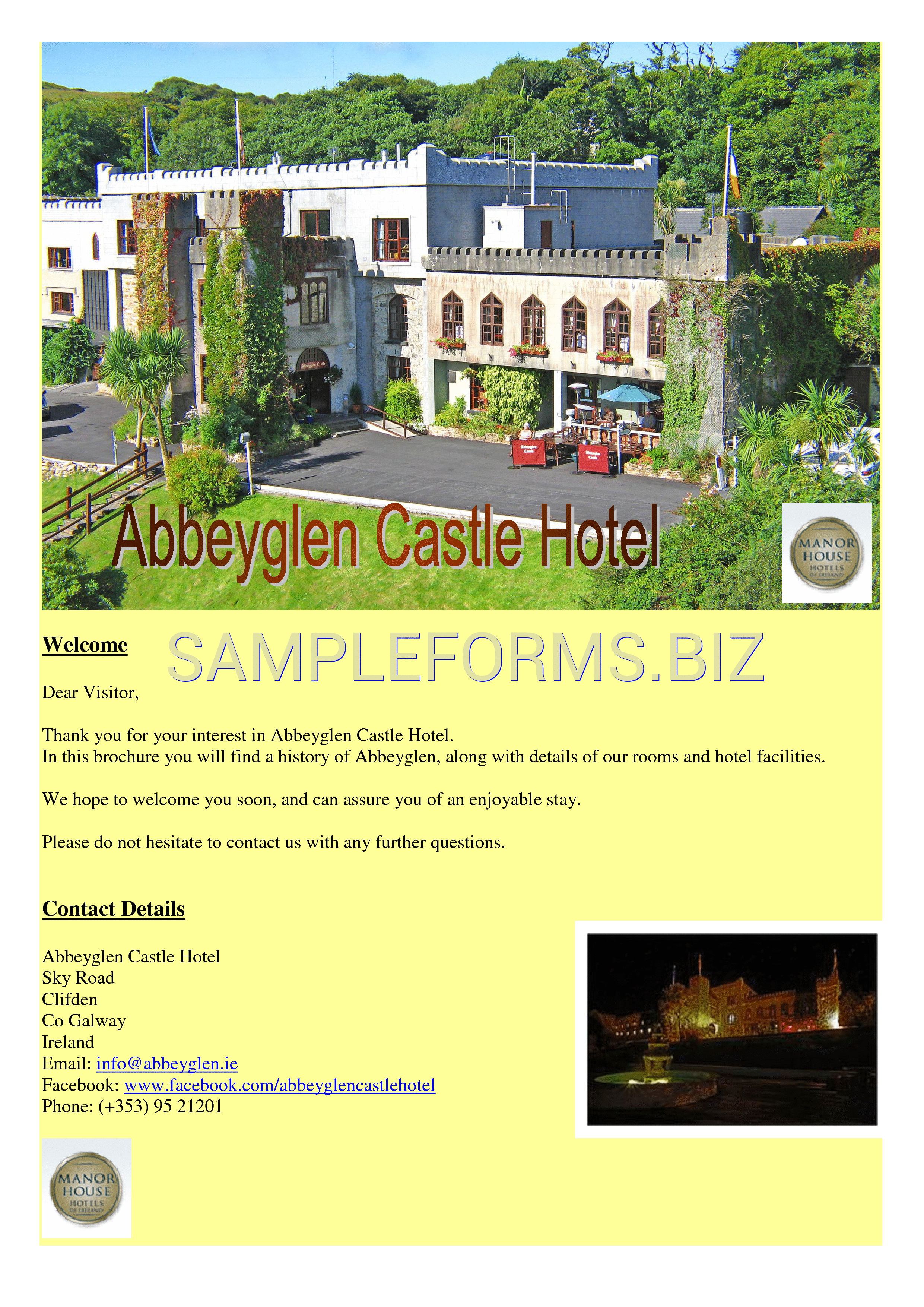 Preview free downloadable Abbeyglen Castle Hotel Brochure in PDF (page 1)